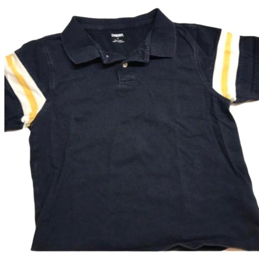 Gymboree Blue Polo Shirt Yellow White Stripes Size Children 7 Boys Cotton